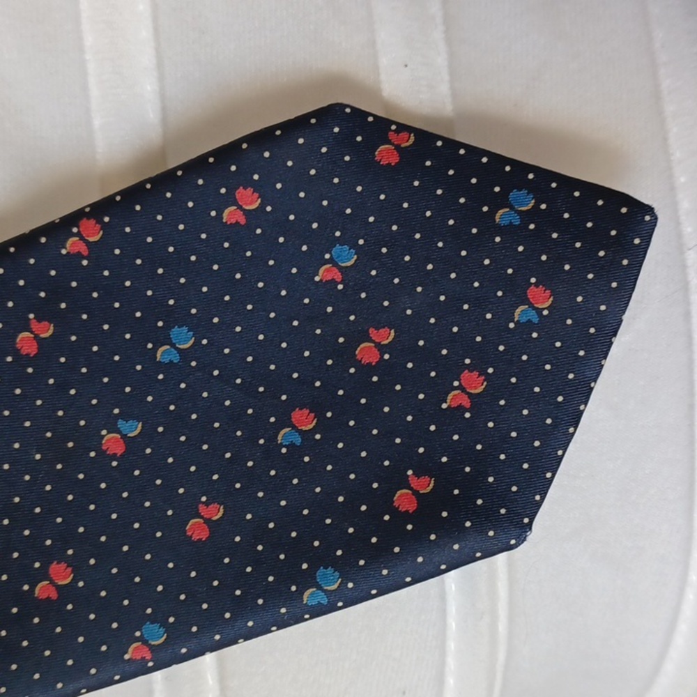 Blue Red & White Polka Dot Men's Tie, 60" Long